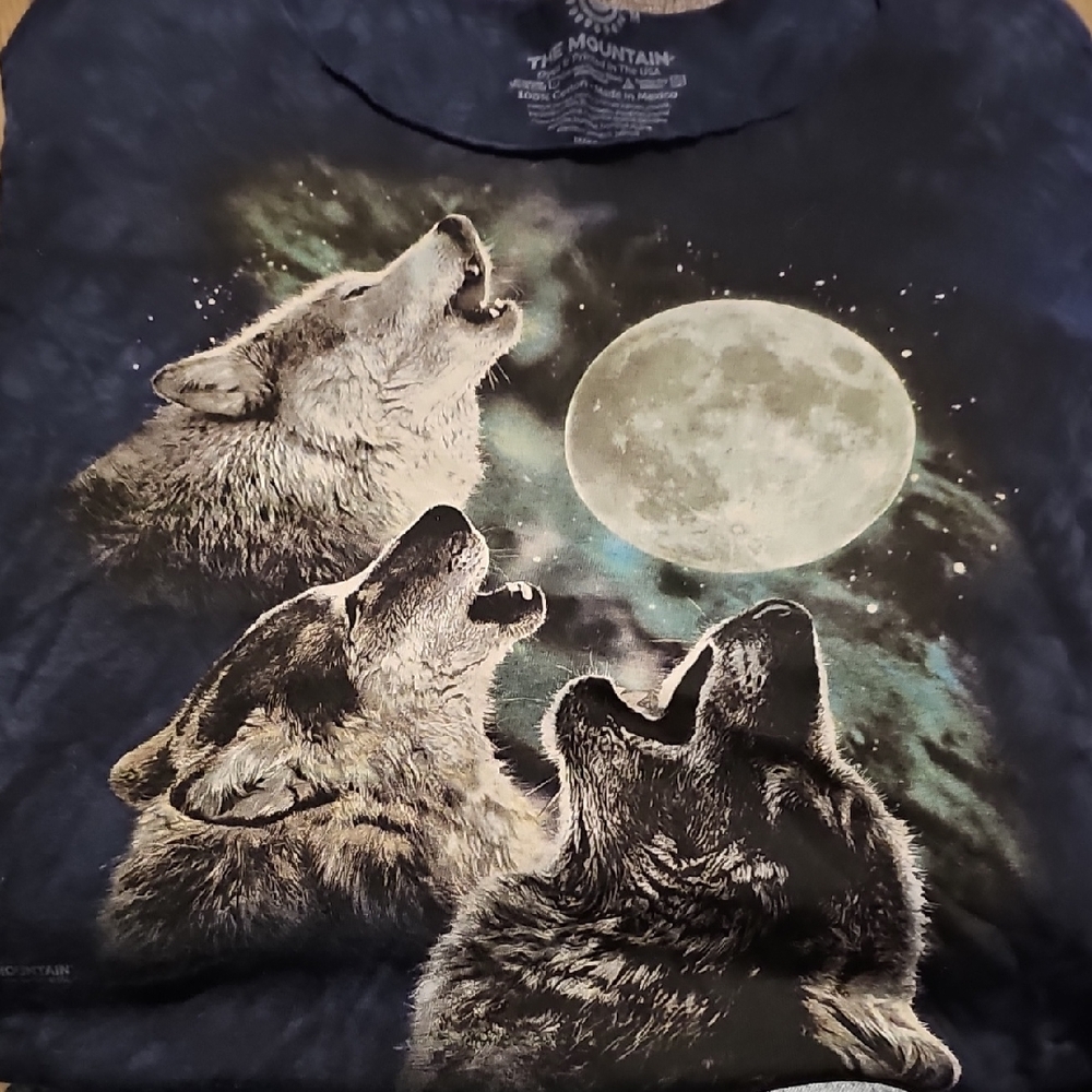 2007 The Mountain Wolves Tie Dye Navy Tee Women Medium Wildlife Y2k Grunge